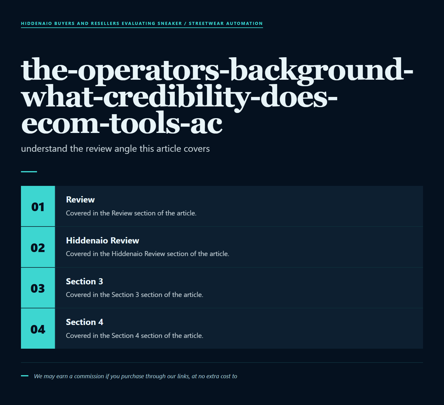 Infographic summarising key points from "Ecom Tools Review: What Credibility Do The Operators Actually Have?"